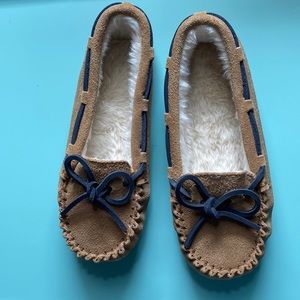 Vineyard Vines Slippers Leather Faux Fur Lined